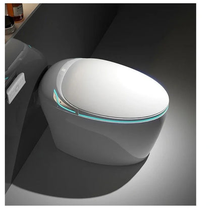 Intelligent Egg-Shaped Smart Toilet for Home Use Full-Automatic Flip Foam Shield Siphon Type Sterilization Instant Hot P-Trap