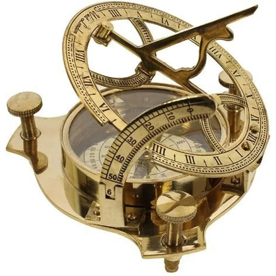 PARIJAT HANDICRAFT Solid Brass Sundial Compass Beautiful Nautical Pocket Compass with Sun Dial Convenient to Carry in Pocket