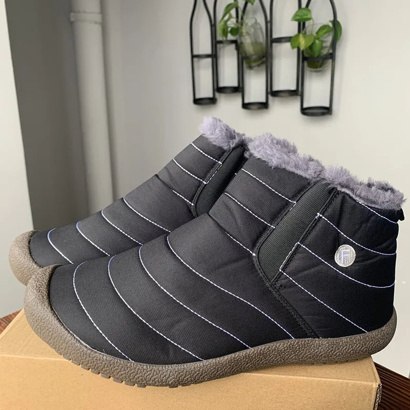 MARSON Men Winter Shoes Solid 4 Colors Men's Snow Boots Plush Inside Bottom Keep Warm Waterproof Ski Boots Plus Size 35 - 48
