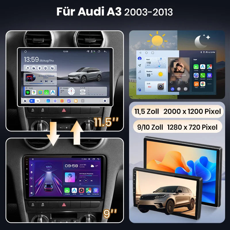 Junsun Car Audio Touch Screen Wireless Carplay Android Auto Car Radio for Audi A3 8P 2003-2013 Car Dvd Player Head Unit with Fan