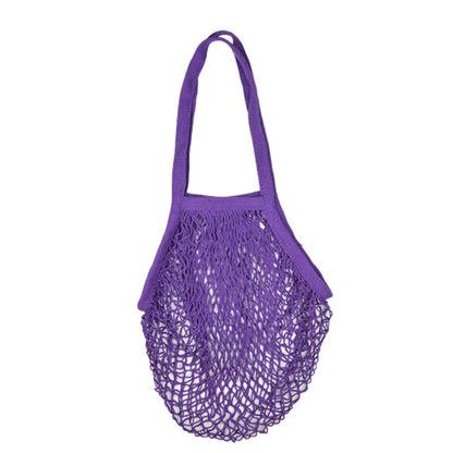 Recycled Reusable Cotton String Mesh Net Shopping Bag Long Handle Fruit Vegetable Grocery Produce Tote for Daily Life Letter