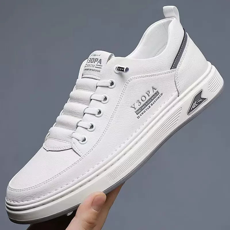 Spring Men's New Breathable White Shoes Men's Trendy Versatile Thick Soled Sports Shoes Casual Board Shoes