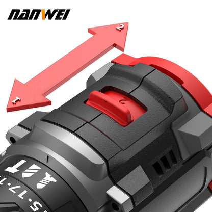 NANWEI 16.8v 120N High Torque Electric Drills Power Tools Combo Set Household Lithium Power Brushless Cordless Impact Drill
