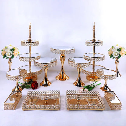 Wholesale Luxury Iron Cake Stands Set Gold Wedding Favor Cookware Tool for Kitchen Metal Cupcake Buffet Display Dessert Stand