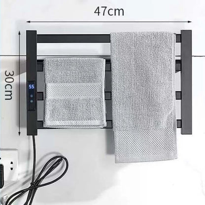 Bathroom Black and White Intelligent Digital Display Temperature Adjustable Drying Heating Electric Towel Rack