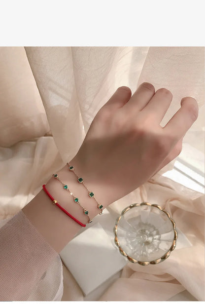 925 Sterling Silver Simple Emerald Crystal Bracelet For Women Light Luxury Temperament Mother's Day Jewelry Gift