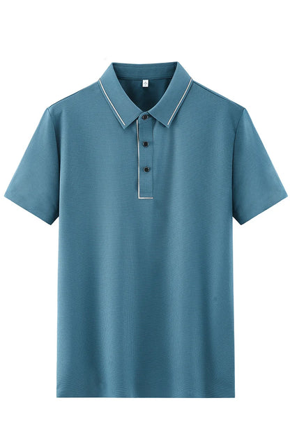 ANSZKTN 2025 Men New High-quality Ice Silk Seamless T-shirt Polo Shirt Solid Color Lapel Top