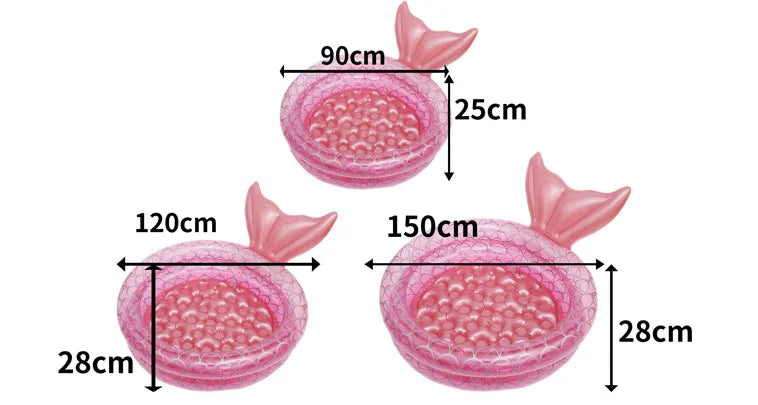 Ins Thickened PVC Inflatable Mermaid Pool Household Baby Toddler Swimming Pool, Ocean Ball Pool