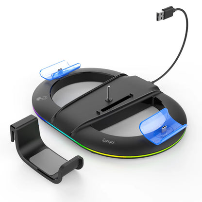 With 14 RGB Lighting  2 Type C Charging Port Vertical Stand Charging Dock for Ps5/ps5 Slim Console Charger