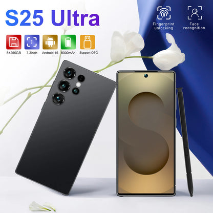 S-Pen Android Phone S25 Ultra Smartphone 7 inch 8+256gb Telephone Fast Charging Unlock 4G WIFI S25 Mobile Phone