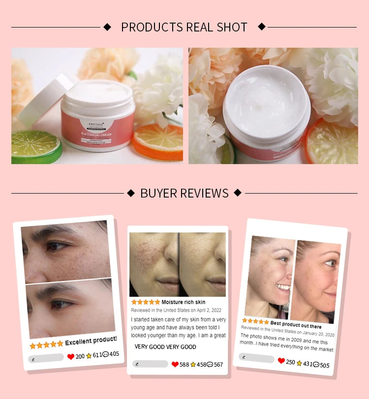 4 in 1 Beauty Facial Skin Care Whitening Anti Ageing Vitamin C E Face Tone up Pigmentation Dark Spot Removing Cream