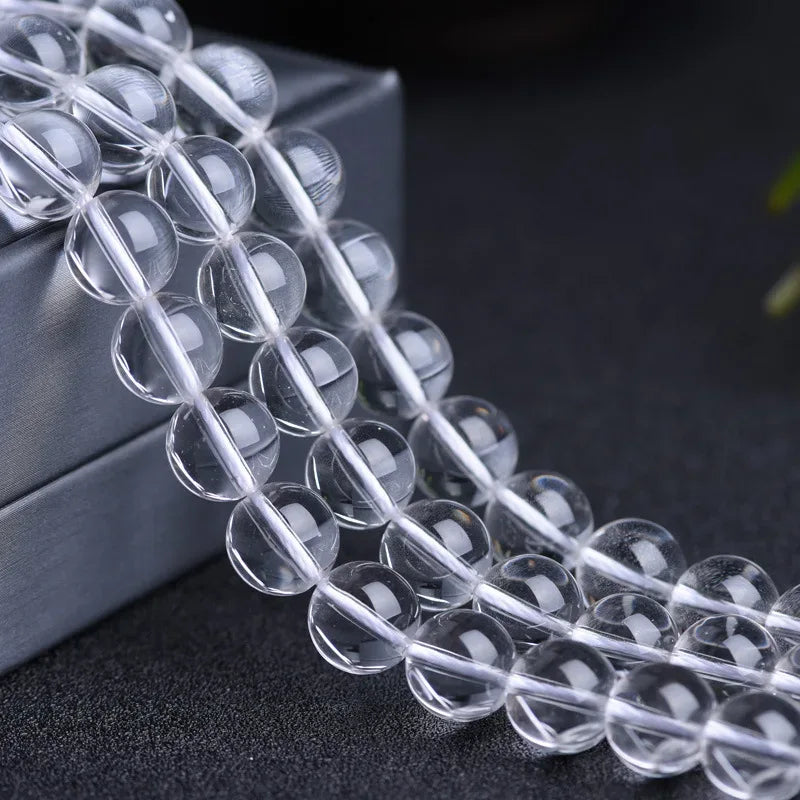Natural White Clear Quartz Round Beads Gemstone Beads for DIY Necklace Bracelet Jewelry Making Strand 15"
