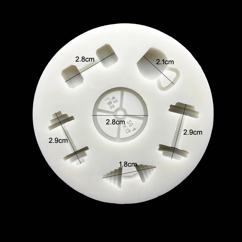 Dumbbell Fitness Equipment Silicone Fondant Cake Mold Sugarcraft Chocolate Cupcake Baking Mold for the Kitchen Decorating Tools