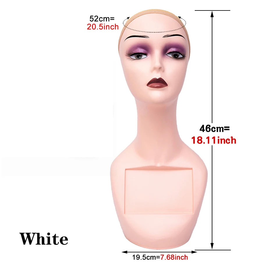Fast Delivery PVC Professional Long Neck Female Realistic Mannequin Head and Makeup for Wig Display