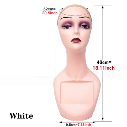 Fast Delivery PVC Professional Long Neck Female Realistic Mannequin Head and Makeup for Wig Display