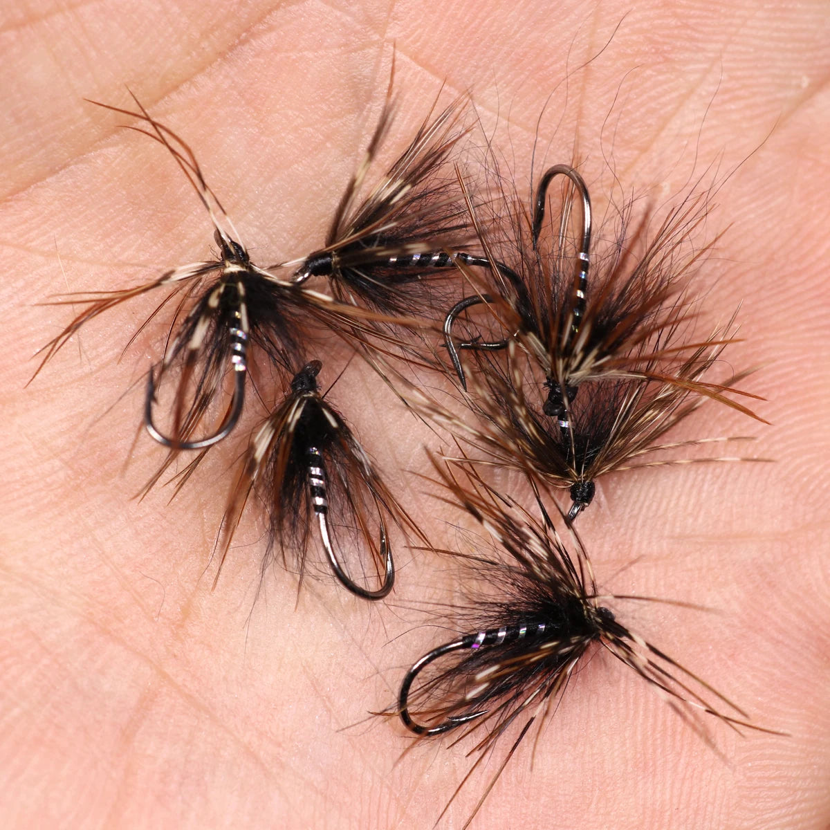 Vampfly 8PCS Size #12 Tenkara Nymph Wet Fly Trout Fishing Fly Soft Hackle Spider Trout Flies Bait Lures Black Orange Yellow