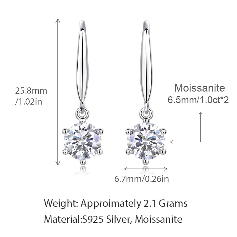 Hypoallergenic Customized Women Fashion Jewelry 925 Sterling Silver Fine Jewelry Earring Moissanite Earring