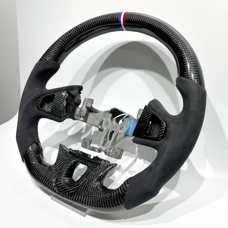 In Stock Flat-bottomed Sporty Glossy Carbon Fiber Alcantara Car Steering Wheel for Renault Megane 3 3RS