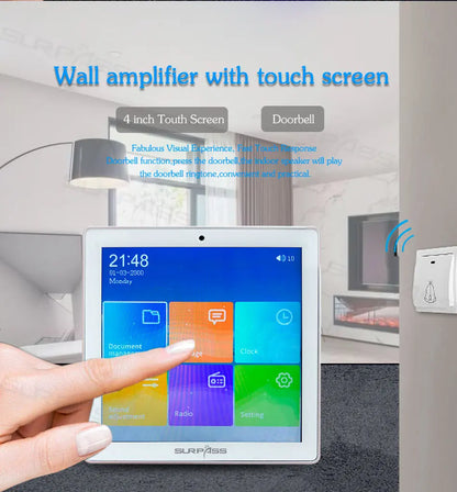 Bluetooth Wall Amplifier Smart Home Audio Mini Touch Screen 4*20W Stereo Sound Music PA System Loudspeaker Ceiling Speaker  suit
