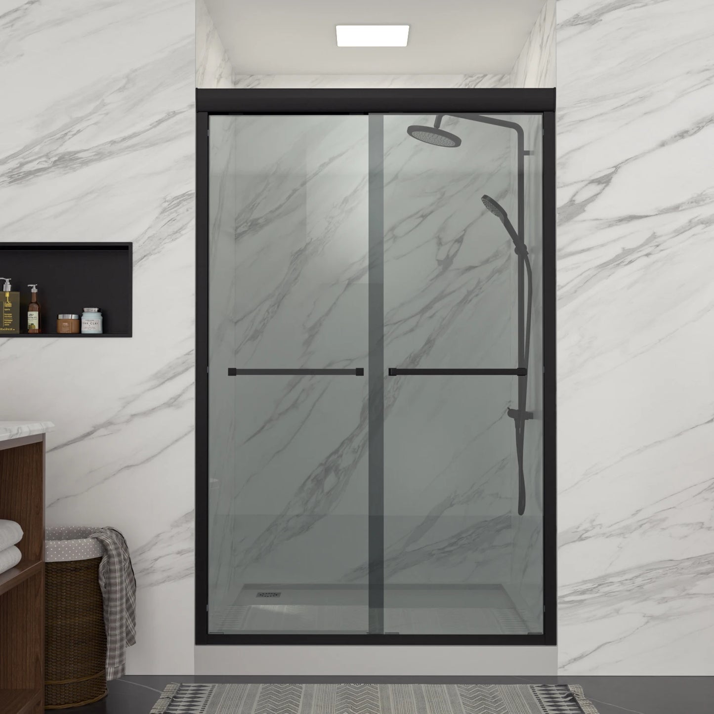 Factory Direct Sale Custom 48" X 76" Luxury Top Quality Bypass Frameless Double Sliding Glass Bathroom Shower Door