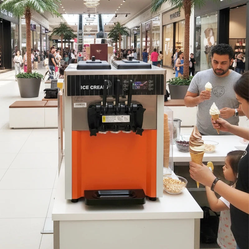 3 Flavors Ice Cream Cone Machine Automatic Easy to Operate CE Certificate Soft Serve Ice Cream Machine