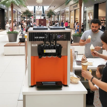 3 Flavors Ice Cream Cone Machine Automatic Easy to Operate CE Certificate Soft Serve Ice Cream Machine