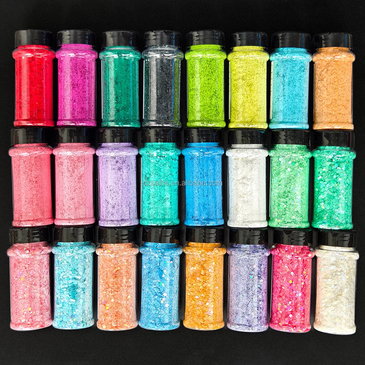 US Warehouses High Flash Spring Chunky Glitter 24 Color Bottle Set for Diy Makeup Manicure Handcrafted Cups Gift-making and More