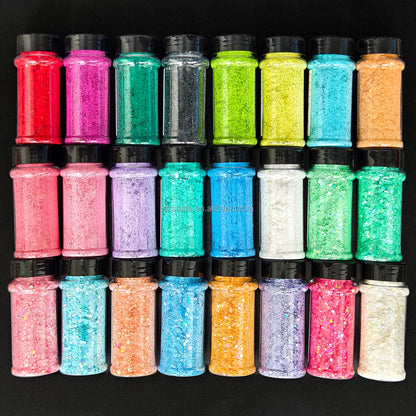 US Warehouses High Flash Spring Chunky Glitter 24 Color Bottle Set for Diy Makeup Manicure Handcrafted Cups Gift-making and More