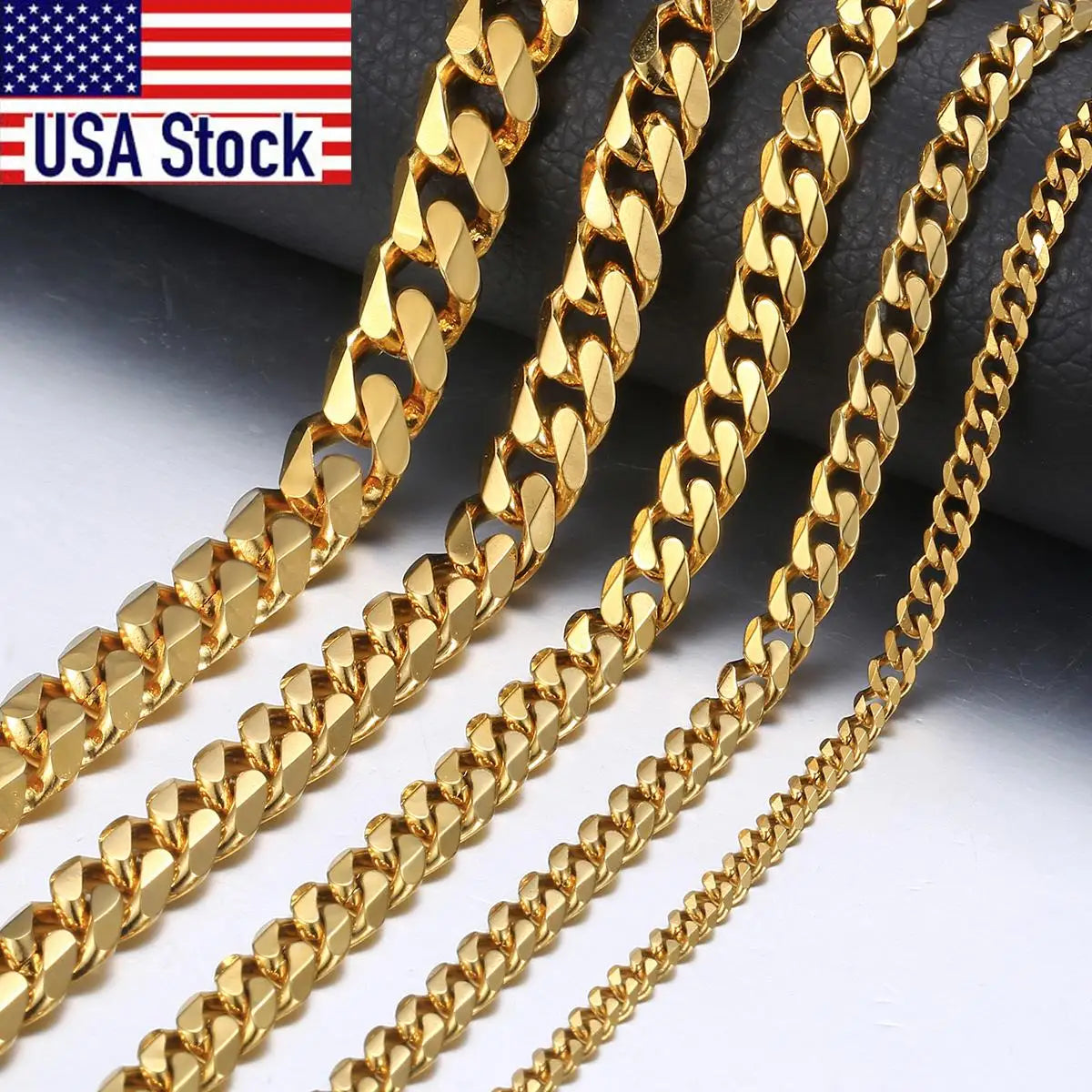 Hiphop Stainless Steel Necklace Curb Cuban Link Chain for Men Women Gold Color Solid Metal Punk Jewelry Gift