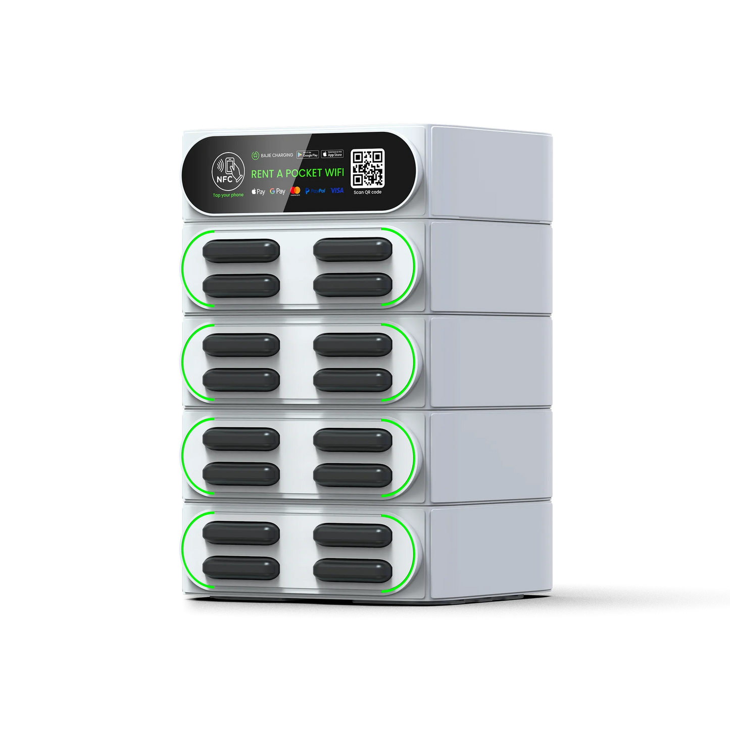 Bajie Charging Rental Station 16 Stack Sharing Power Bank Vending Machine with Mifi Fast Charger Mobile Phone Charging Station