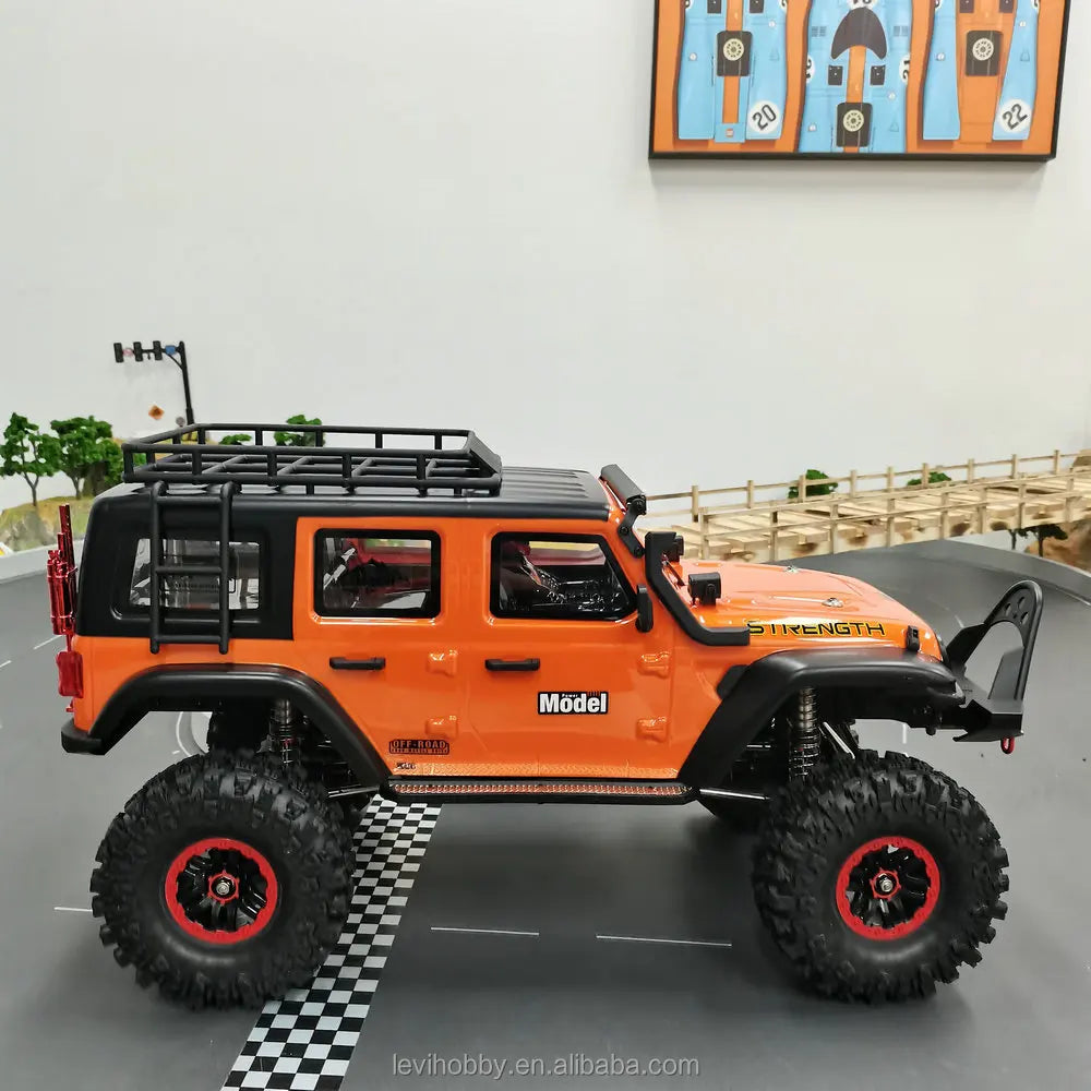 For Adult Hobby RC Off-Road Crawler 1:10 2.4G 4WD LED Lights Dragging RC Truck Brushed Toys Climbing Car