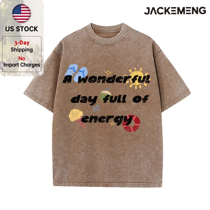 Oversized Vintage Retro Beach Cartoon Streetwear Print Tshirt USA Stock Wholesale Y2K Casual Tee