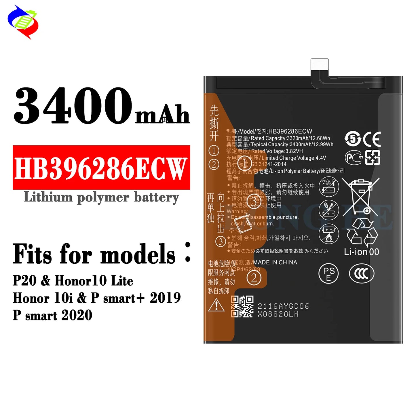 Original Cell Phone Parts HB396286ECW Battery Batteries for Huawei Honor 10 Lite Honor10 Lite Pour P Smart 2019