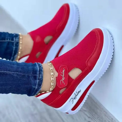 Women's Lightweight Lace-Up Walking Sneakers Comfortable Breathable Flat Platform Shoes Cushioning Sneaker Shoes for Women