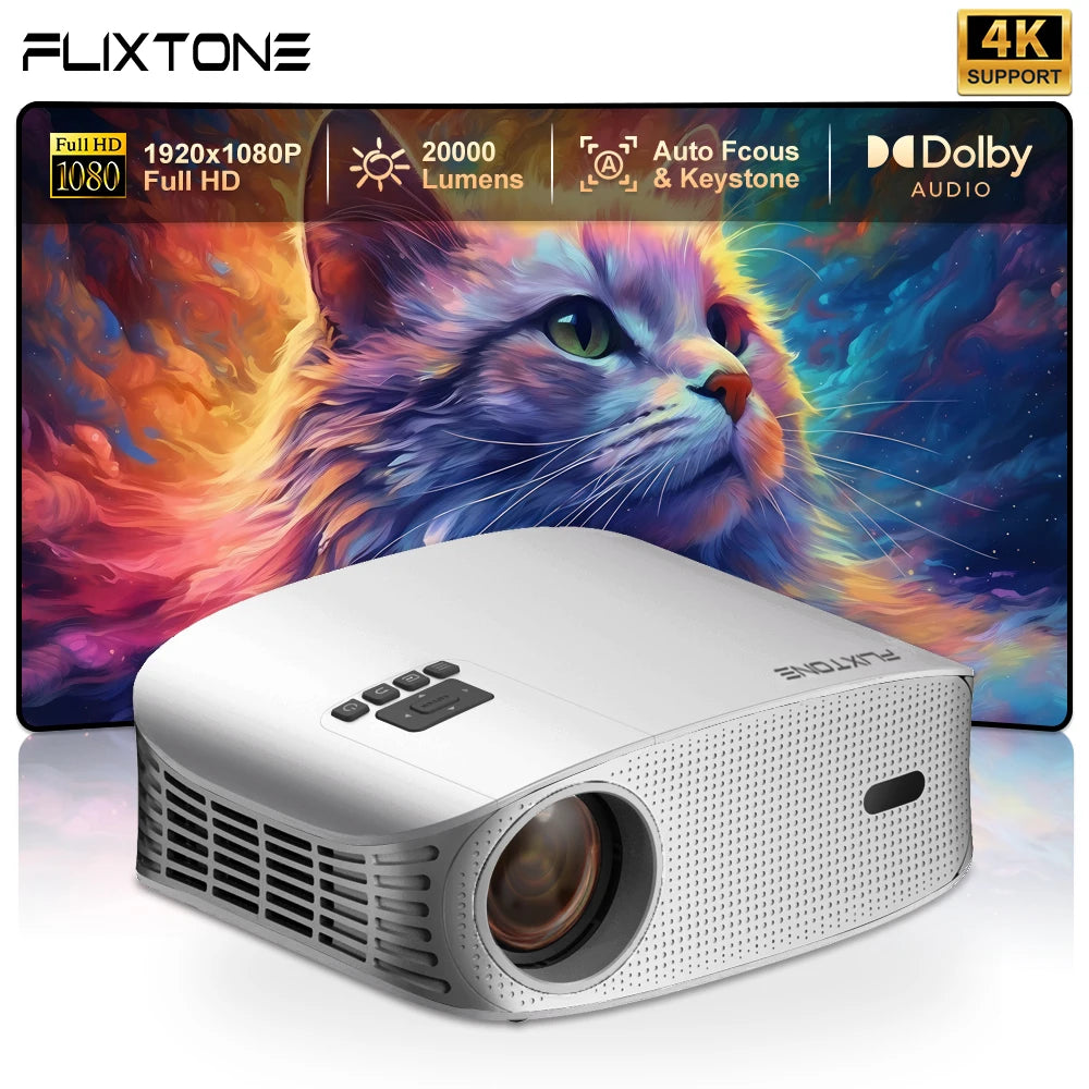 EU Stock D8W Projector Dolby Audio Full HD 1080P Support 4K Portable Projector 4K Android Home Cinema Beamer