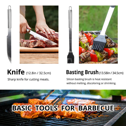 Easy to Carry BBQ Utensil Set Stainless Steel Professional Barbecue Accessories Grill Tool with Bag