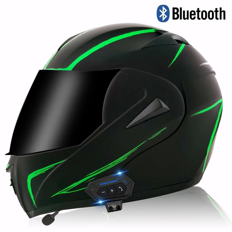Carbon Fiber Pattern Electric Scooter Motorcycle Blueto0th Wireless Headphone Speaker Open Face Double Lens Full Face Helmets