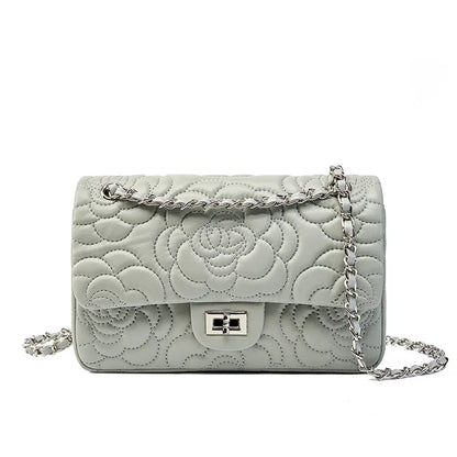 Fashion Goat Leather Bag Purse Tote Stitching Rose Handbag Metal Lock Genuine Sheepskin Crossbody Bag Handbags for Women