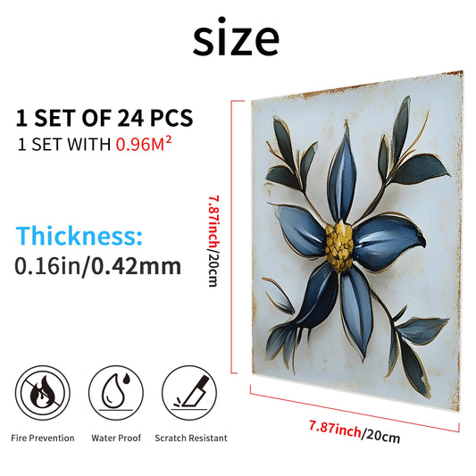24 Pcs Self Adhesive Tile Stickers Peel and Stick Wall Tiles Waterproof PVC Backsplash Tile for Kitchen 7.87 X 7.87 Inch by PDG ibma