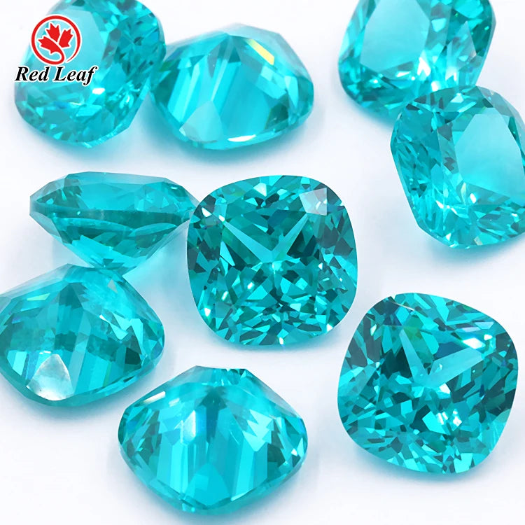 Redleaf Jewelry's 5A Paraiba Tourmaline Stones 10*10mm Cushion Cut Loose 10*10mm Paraiba Color Nano Gems for Jewelry Making
