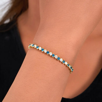High Quality Gold Plated Chain Bracelet Women's Fashion Link Bracelet 14K Gold CZ Zirconia Color Zircon Women Tennis Bracelet