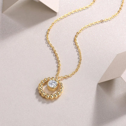 Original Factory Price Women Round Moissanite Pendant Necklace Fine Jewelry 925 Sterling Silver Necklace Gold Plated