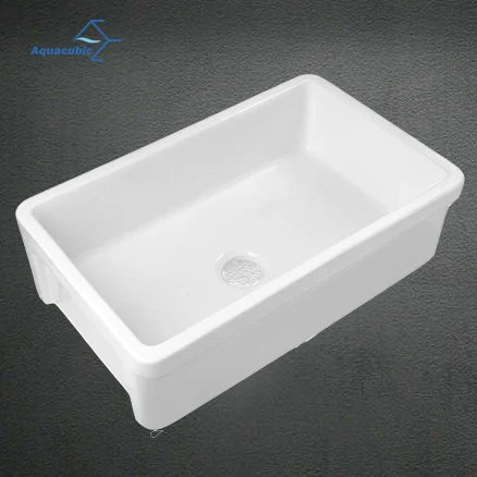 Luxury Unique Design Ceramic Farm Kitchen Sink with Strainer & Protective Bottom Grid