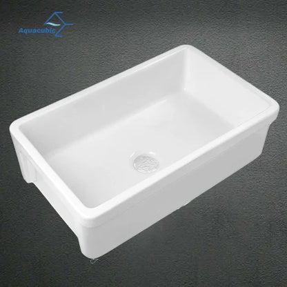 Luxury Unique Design Ceramic Farm Kitchen Sink with Strainer & Protective Bottom Grid