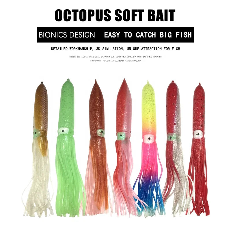 Factory Direct Sale of 24cm-30cm Bulb Squid Octopus Soft Plastic Jigging Lures Saltwater Fishing Tackle for River Fishing