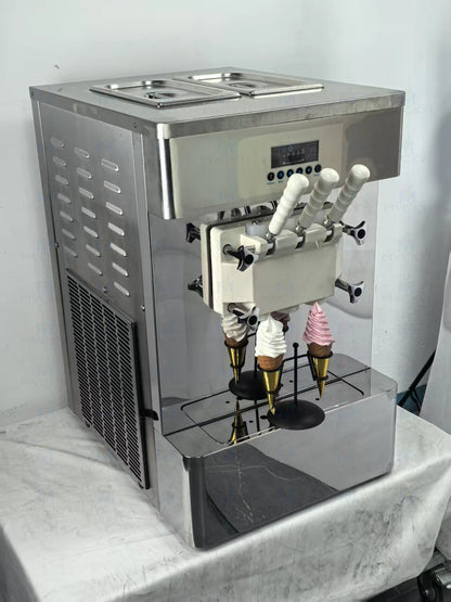 USA in Stock 3 Flavors Soft Serve Ice Cream Machine with air Pump Countertop Commercial Soft Ice Cream Maker with Keep Fresh