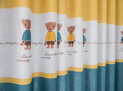 Ahoyikaa Cartoon Little Bear Blackout Curtain For Kids Room Children Curtains For Baby Boys Child Bedroom Living Room Window