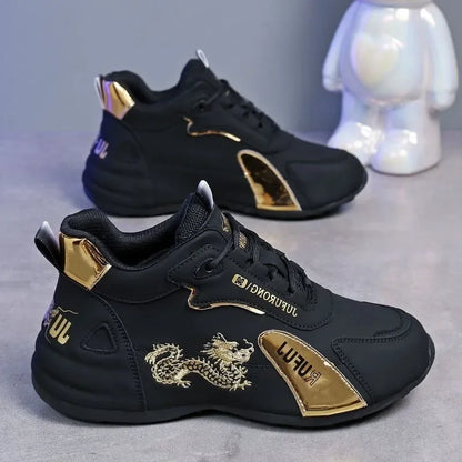 Men's Casual Sneakers Leather Waterproof Sports Shoes Lightweight Breathable Non-slip Elevator Shoes