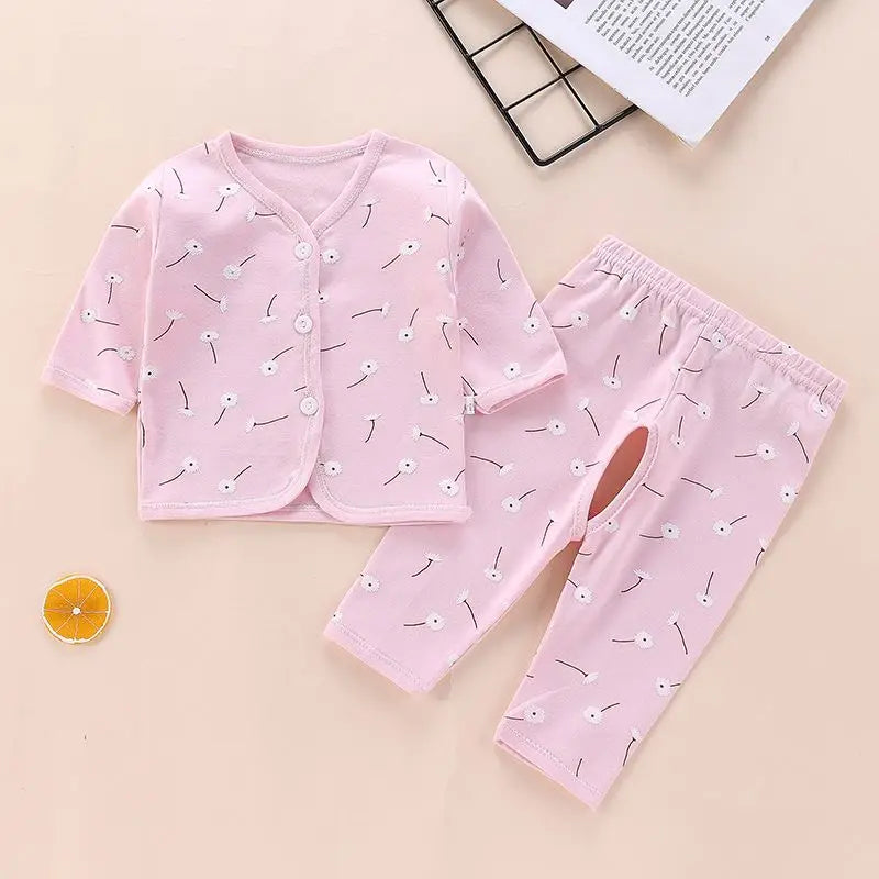Newborn Children Thickened Warm Cotton Clothes Baby Tie Underwear Monk Suit Spring Fall and Winter Two-Piece Set