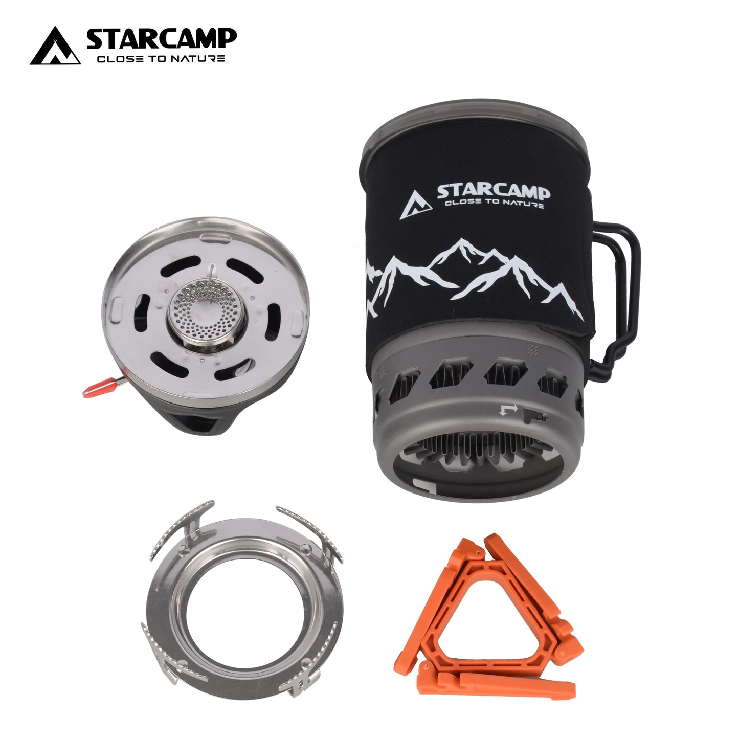 STARCAMP 900ml Outdoor Solo Backpack Hiking Camping Gas Stove Cooking System Fastboil Steel Jet Cooker Compatible Butane Propane